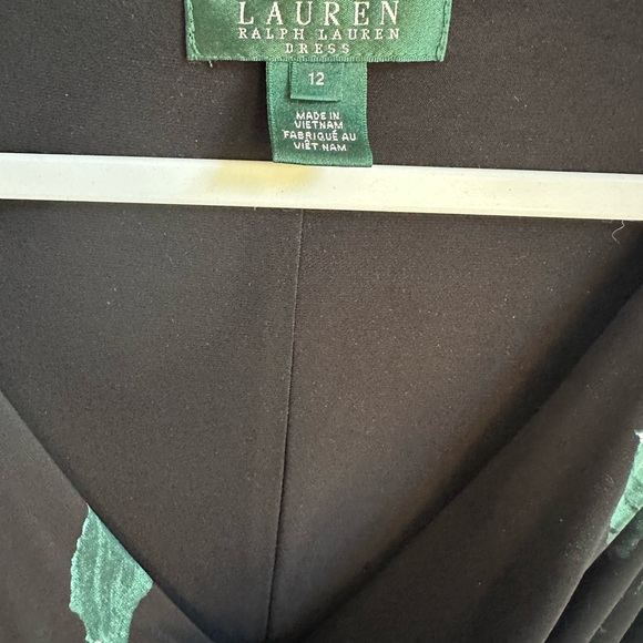 Ralph Lauren Black Purple Magenta Green Floral Print Stretch Knit Dress sz 12 - Picture 4 of 4